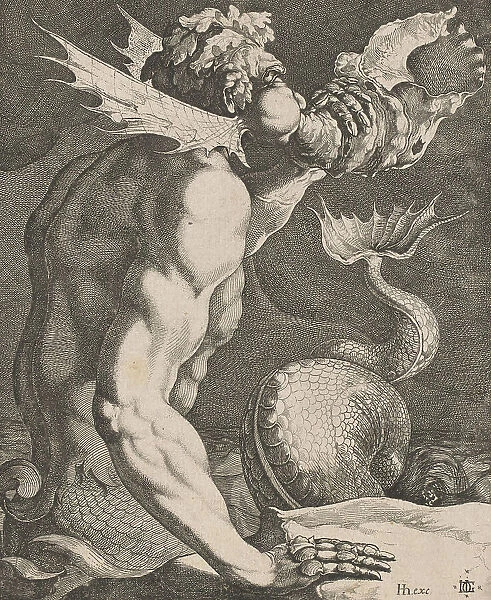 Triton Blowing on a Conch, c.1618. Creator: Jacob III de Gheyn