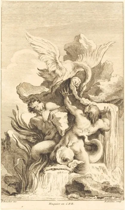 Framed Print : Two Tritons and a Swan, in or after 1736. Creator: Pierre Alexandre Aveline Framed Print : Two Tritons and a Swan, in or after 1736. Creator: Pierre Alexandre Aveline