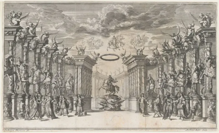 Framed Print : The Triumph of Austria; Leopold I at center, mounted on a reared horse, atop a military tr... 1668. Creator: Mathaus Küsel Framed Print : The Triumph of Austria; Leopold I at center, mounted on a reared horse, atop a military tr... 1668. Creator: Mathaus Küsel
