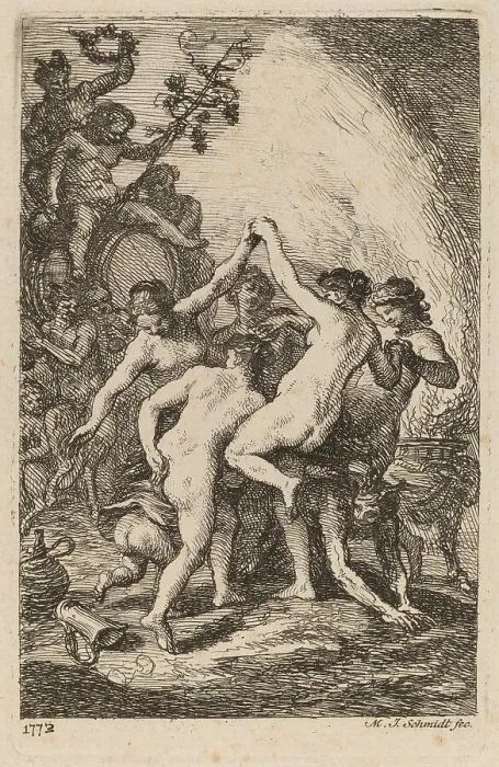 Framed Print : The Triumph of Bacchus with Dancing Nymphs, 1773. Creator: Martin Johann Schmidt Framed Print : The Triumph of Bacchus with Dancing Nymphs, 1773. Creator: Martin Johann Schmidt