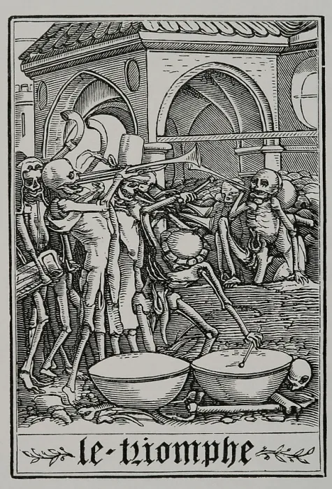Framed Print : The Triumph - Bones of all the dead, 1538, (1877). Creators: Unknown, Hans Holbein the Younger Framed Print : The Triumph - Bones of all the dead, 1538, (1877). Creators: Unknown, Hans Holbein the Younger