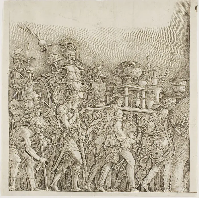 Framed Print : Triumph of Caesar: Soldiers Carrying Trophies, c.1495. Creator: School of Andrea Mantegna Framed Print : Triumph of Caesar: Soldiers Carrying Trophies, c.1495. Creator: School of Andrea Mantegna