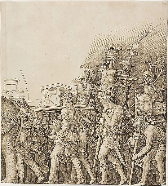 Triumph of Caesar: Soldiers Carrying Trophies, c.1495. Creator: School of Andrea Mantegna