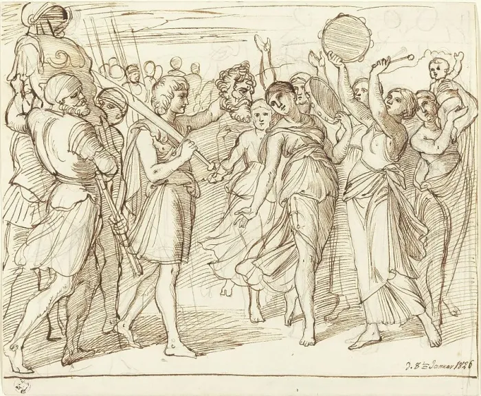 Framed Print : The Triumph of David, 1826. Creator: Julius Schnorr von Carolsfeld Framed Print : The Triumph of David, 1826. Creator: Julius Schnorr von Carolsfeld