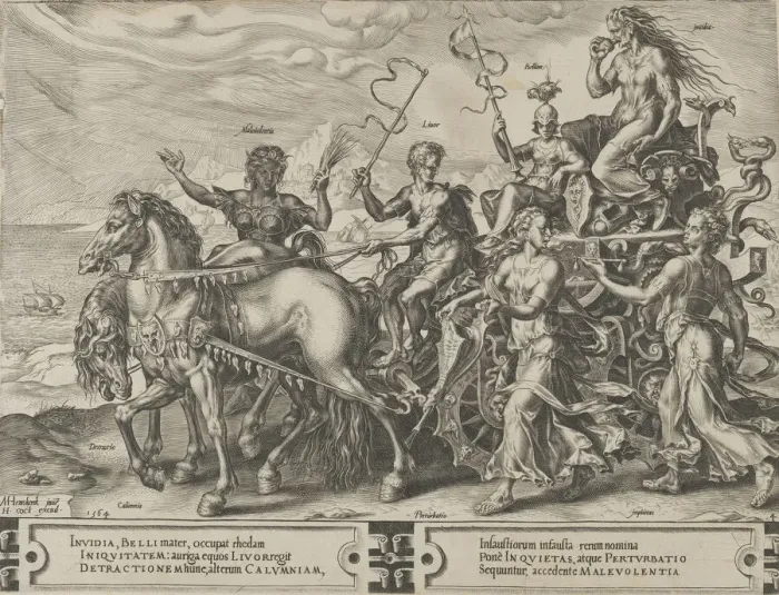 Framed Print : The Triumph of Envy, from The Cycle of the Vicissitudes of Human Affairs, plate 4, 1564 Framed Print : The Triumph of Envy, from The Cycle of the Vicissitudes of Human Affairs, plate 4, 1564