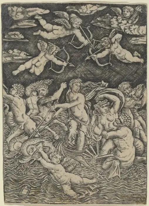 Framed Print : The Triumph of Galatea, c. 1520. Creator: Peregrino da Cesena Framed Print : The Triumph of Galatea, c. 1520. Creator: Peregrino da Cesena