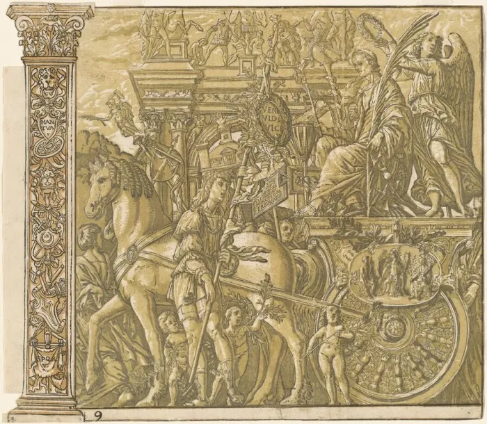 Framed Print : The Triumph of Julius Caesar [no. 9 plus 2 columns], 1599. Creator: Andrea Andreani