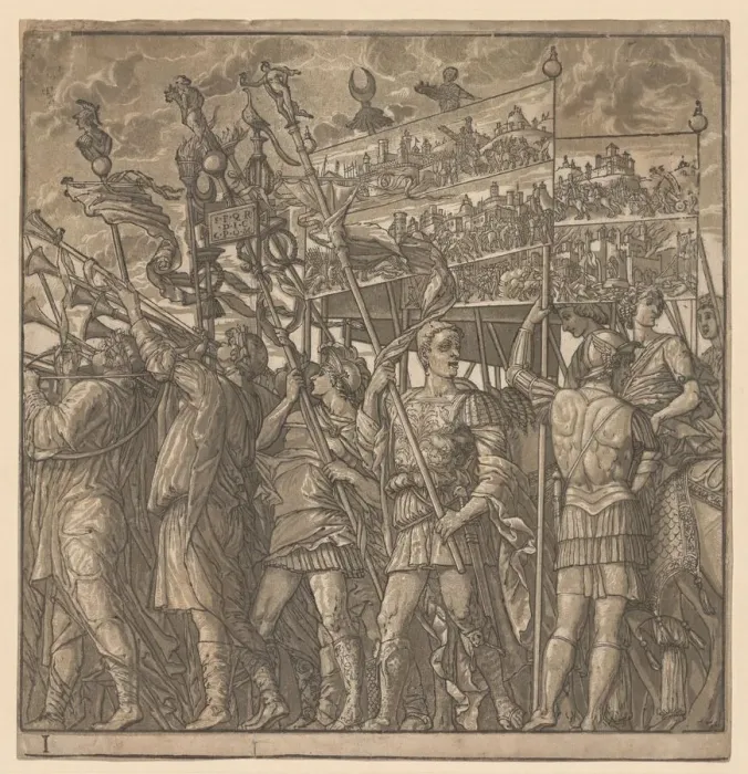 Framed Print : The Triumph of Julius Caesar: Soldiers Carrying the Pictures of War, 1593-99. Creator Framed Print : The Triumph of Julius Caesar: Soldiers Carrying the Pictures of War, 1593-99. Creator