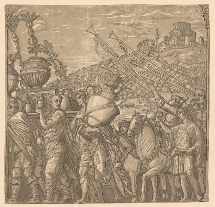 Framed Print : The Triumph of Julius Caesar: Soldiers Carrying Vases, 1593-99. Creator: Andrea Andreani (Italian Framed Print : The Triumph of Julius Caesar: Soldiers Carrying Vases, 1593-99. Creator: Andrea Andreani (Italian
