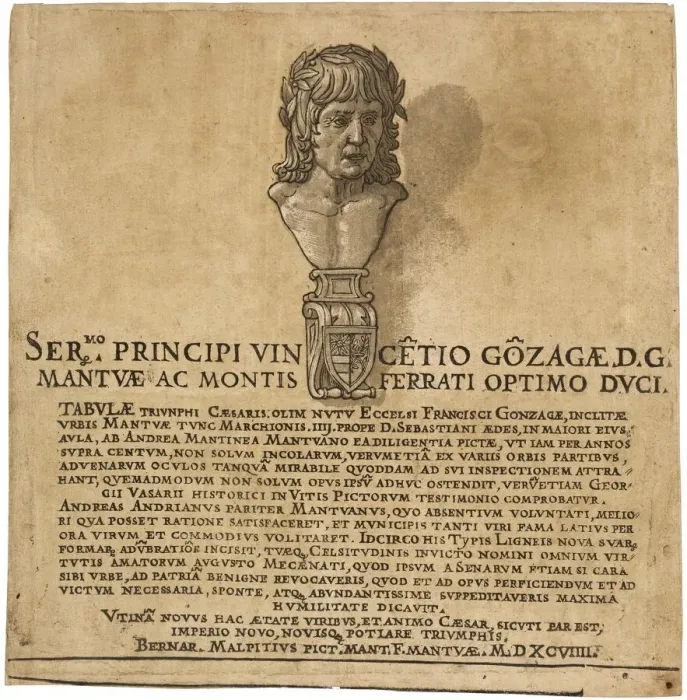 Framed Print : The Triumph of Julius Caesar: Title Page, 1599. Creator: Andrea Andreani Framed Print : The Triumph of Julius Caesar: Title Page, 1599. Creator: Andrea Andreani