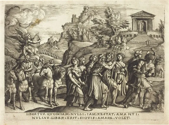 Framed Print : The Triumph of Love, c. 1539. Creator: Georg Pencz Framed Print : The Triumph of Love, c. 1539. Creator: Georg Pencz