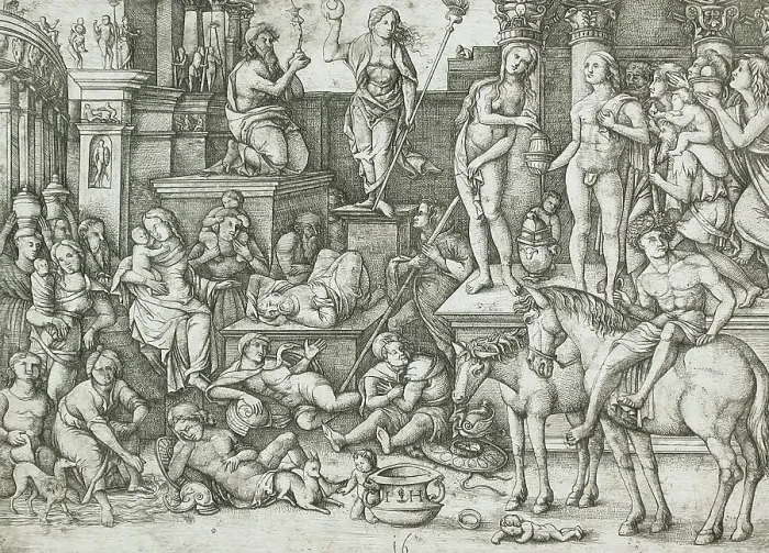 Framed Print : Triumph of the Moon, 16th century. Creator: Hieronymus Hopfer Framed Print : Triumph of the Moon, 16th century. Creator: Hieronymus Hopfer