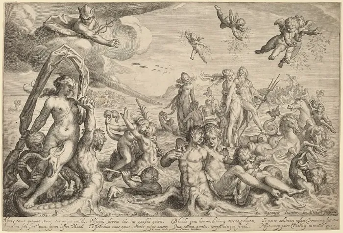Framed Print : The Triumph of Neptune and Thetis, 1614. Creator: Jacob Matham Framed Print : The Triumph of Neptune and Thetis, 1614. Creator: Jacob Matham