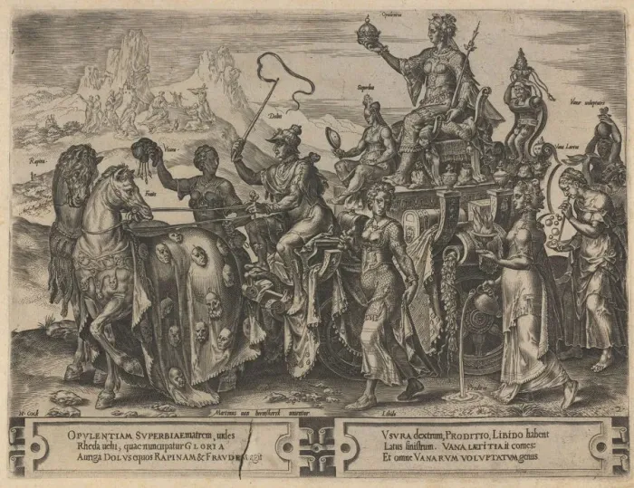Framed Print : The Triumph of Riches, 1564. Artist: Coornhert, Dirk Volkertsz. (1522-1590) Framed Print : The Triumph of Riches, 1564. Artist: Coornhert, Dirk Volkertsz. (1522-1590)