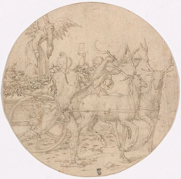 The Triumph of Time (recto); Sketch of a Stag (verso), c.1517. Creators: Unknown, Dirck Vellert