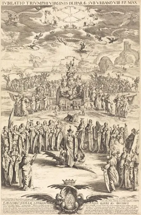 Framed Print : The Triumph of the Virgin, 1625. Creator: Jacques Callot Framed Print : The Triumph of the Virgin, 1625. Creator: Jacques Callot