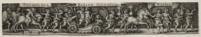 Framed Print : The Triumph of Women, 1549. Creator: Hans Sebald Beham (German, 1500-1550) Framed Print : The Triumph of Women, 1549. Creator: Hans Sebald Beham (German, 1500-1550)