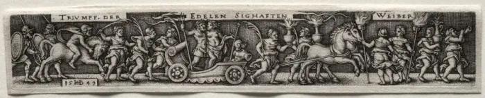 Framed Print : Triumph of the Women, 1549. Creator: Hans Sebald Beham (German, 1500-1550) Framed Print : Triumph of the Women, 1549. Creator: Hans Sebald Beham (German, 1500-1550)