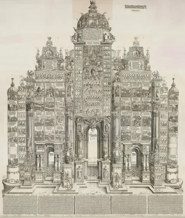 Framed Print : Triumphal Arch of Emperor Maximilian I, 1515-1517, printed 1799. Creators: Albrecht Durer, Albrecht Altdorfer, Hans Springinklee, Wolf Traut Framed Print : Triumphal Arch of Emperor Maximilian I, 1515-1517, printed 1799. Creators: Albrecht Durer, Albrecht Altdorfer, Hans Springinklee, Wolf Traut