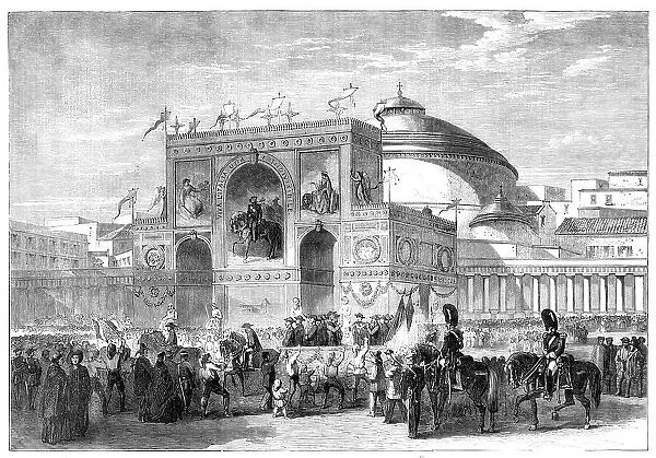 Triumphal Arch erected at Naples during the Fetes recently held in that city - musicians... 1860. Creator: Unknown