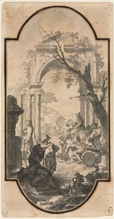 Framed Print : Triumphal Arch and Figures, first half 1700s. Creator: Andrea Locatelli (Italian, 1695-1741) Framed Print : Triumphal Arch and Figures, first half 1700s. Creator: Andrea Locatelli (Italian, 1695-1741)