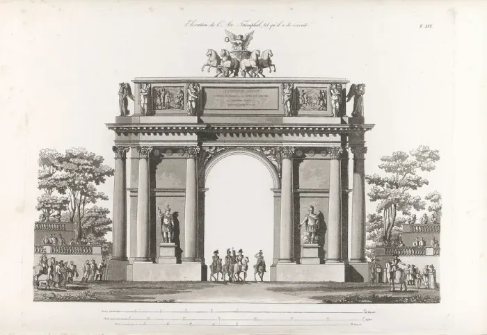 Framed Print : Triumphal Arch. From: Recueil des facades des principaux monuments construits a St. -Petersbourg, 180 Artist: Thomas de Thomon, Jean Francois (1754-1813) Framed Print : Triumphal Arch. From: Recueil des facades des principaux monuments construits a St. -Petersbourg, 180 Artist: Thomas de Thomon, Jean Francois (1754-1813)
