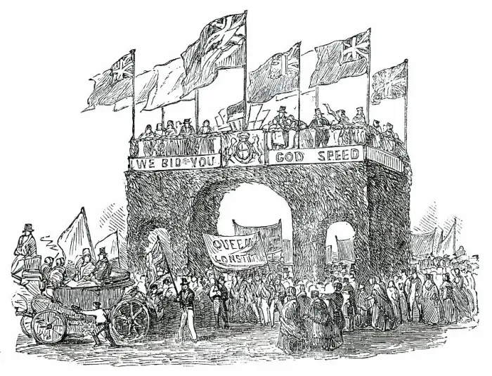 Framed Print : Triumphal Arch at West Lynn, 1850. Creator: Unknown Framed Print : Triumphal Arch at West Lynn, 1850. Creator: Unknown