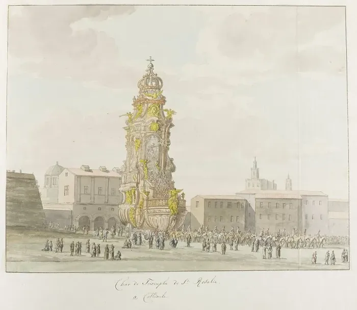 Framed Print : Triumphal chariot for Santa Rosalia, 1778. Creator: Louis Ducros Framed Print : Triumphal chariot for Santa Rosalia, 1778. Creator: Louis Ducros