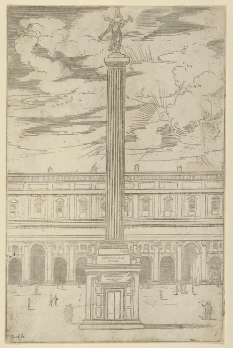 Framed Print : Triumphal column with female figure of Fame holding a trumpet at the top Framed Print : Triumphal column with female figure of Fame holding a trumpet at the top