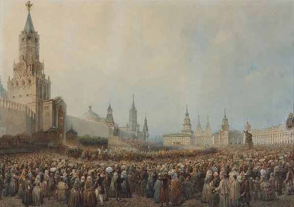 The triumphal entry of the Coronation Procession into Kremlin on August 17, 1856, 1856