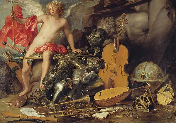 Triumphant Cupid among Emblems of Art and War, 17th century. Creators: Thomas Willeboirts, Paul de Vos