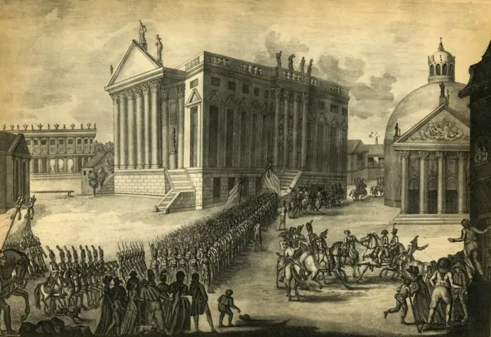 Framed Print : Triumphant entry of the French into the city of Berlin, 27 October 1806, (1921). Creator Framed Print : Triumphant entry of the French into the city of Berlin, 27 October 1806, (1921). Creator