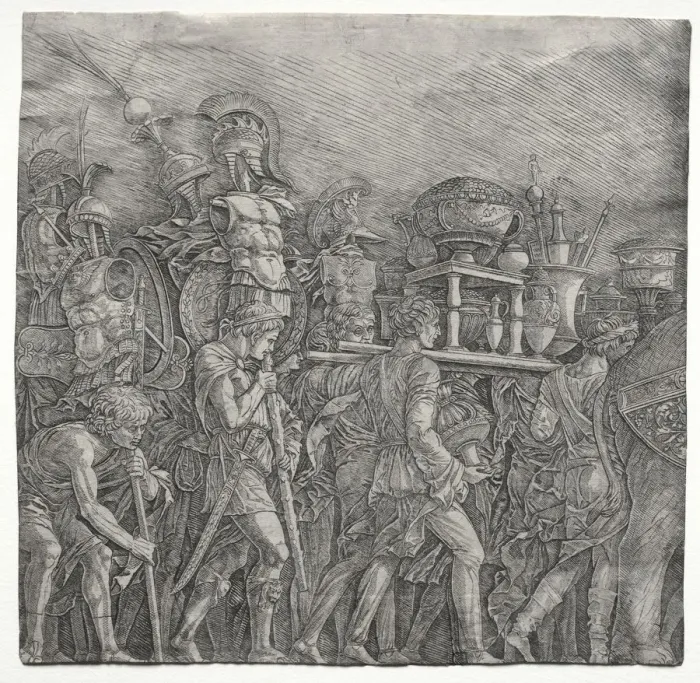 Framed Print : The Triumphs of Caesar: The Corselet Bearers, c. 1495. Creator: Andrea Mantegna (Italian