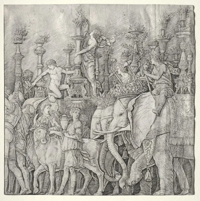 Framed Print : The Triumphs of Caesar: The Elephants, c. 1485-1490. Creator: Giulio Campagnola (Italian Framed Print : The Triumphs of Caesar: The Elephants, c. 1485-1490. Creator: Giulio Campagnola (Italian