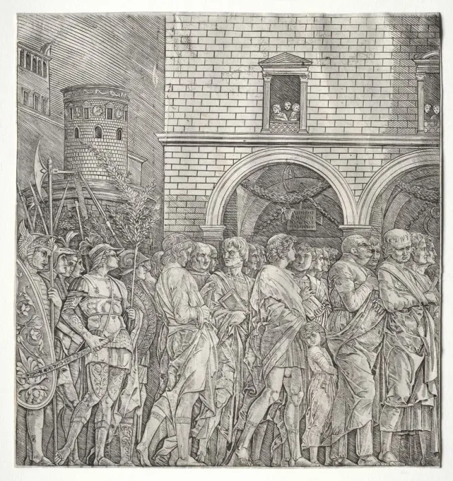 Framed Print : The Triumphs of Caesar: The Senators, 1400s. Creator: Andrea Mantegna (Italian, 1431-1506)