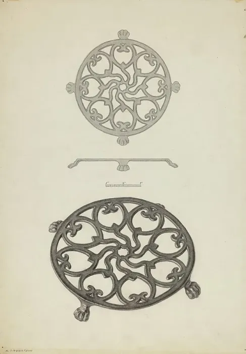 Framed Print : Trivet, c. 1938. Creator: Milton Grubstein Framed Print : Trivet, c. 1938. Creator: Milton Grubstein