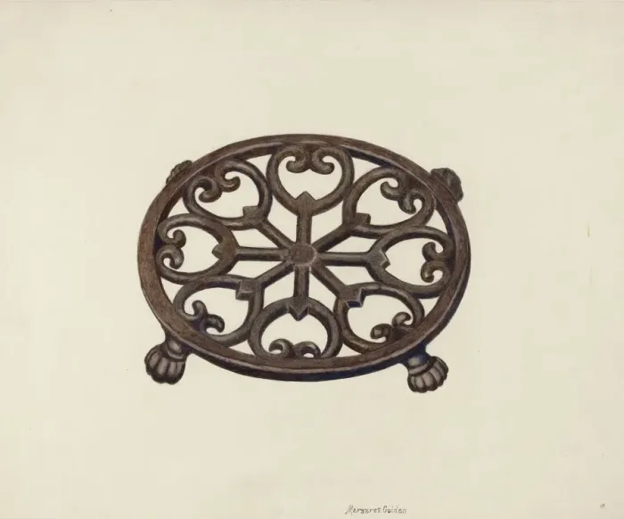 Framed Print : Trivet, c. 1941. Creator: Margaret Golden Framed Print : Trivet, c. 1941. Creator: Margaret Golden