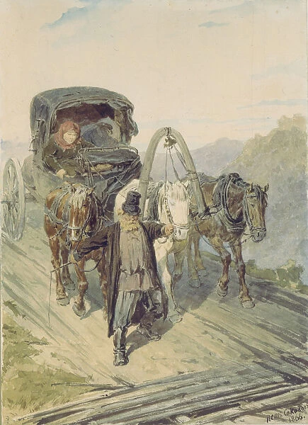 Troika, 1866. Artist: Sokolov, Pyotr Petrovich (1821-1899)