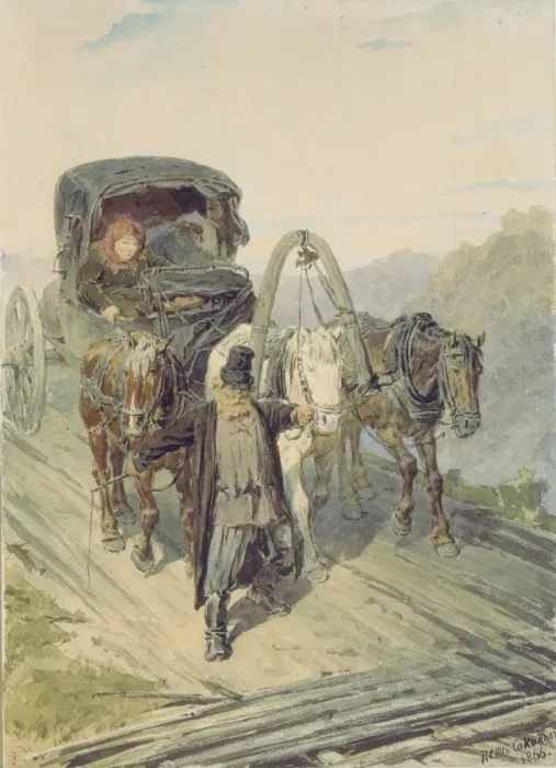 Framed Print : Troika, 1866. Artist: Sokolov, Pyotr Petrovich (1821-1899) Framed Print : Troika, 1866. Artist: Sokolov, Pyotr Petrovich (1821-1899)