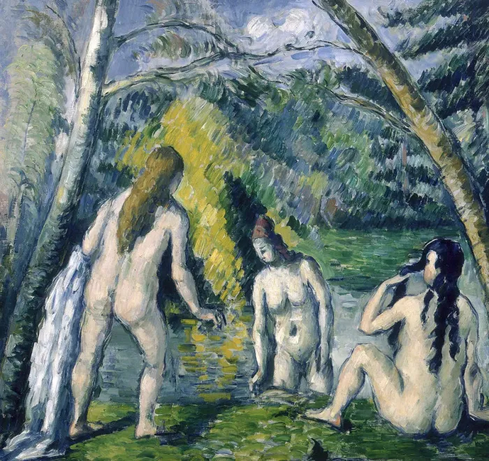 Framed Print : Trois Baigneuses (Three Bathers). Artist: Cezanne, Paul (1839-1906) Framed Print : Trois Baigneuses (Three Bathers). Artist: Cezanne, Paul (1839-1906)