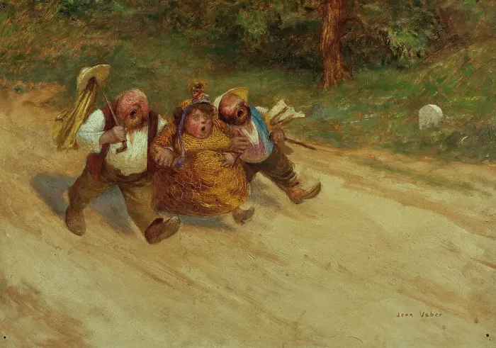 Framed Print : Trois bons amis, c1902. Creator: Jean Veber Framed Print : Trois bons amis, c1902. Creator: Jean Veber