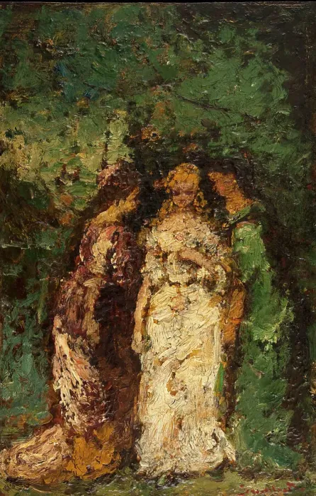 Framed Print : Trois femmes sous les arbres, between 1870 and 1880. Creator: Adolphe Monticelli Framed Print : Trois femmes sous les arbres, between 1870 and 1880. Creator: Adolphe Monticelli