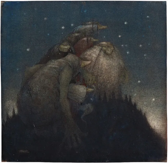 Framed Print : Troll, Starry Night, 1910. Creator: Bauer, John (1882-1918) Framed Print : Troll, Starry Night, 1910. Creator: Bauer, John (1882-1918)