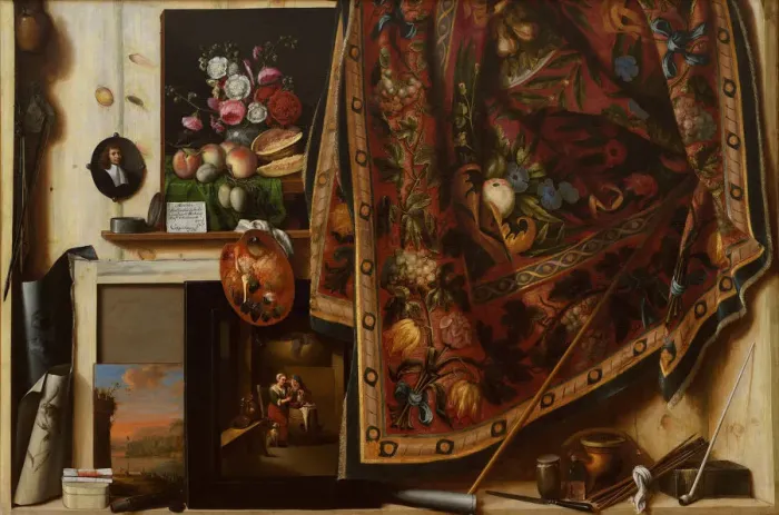 Framed Print : Trompe l oeil. A Cabinet in the Artists Studio, 1671. Artist: Gijsbrechts, Cornelis Norbertus (before 1657-after 1675) Framed Print : Trompe l oeil. A Cabinet in the Artists Studio, 1671. Artist: Gijsbrechts, Cornelis Norbertus (before 1657-after 1675)