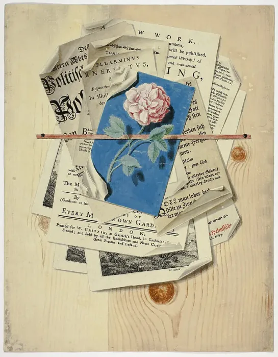 Framed Print : Trompe l'Oeil of Posted Notices and Prints, 1735 / 1765. Creator: Martin Cerulli Framed Print : Trompe l'Oeil of Posted Notices and Prints, 1735 / 1765. Creator: Martin Cerulli