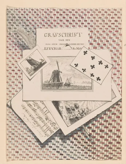 Framed Print : Trompe l'oeil with prints, 1780 or later. Creator: Anon Framed Print : Trompe l'oeil with prints, 1780 or later. Creator: Anon