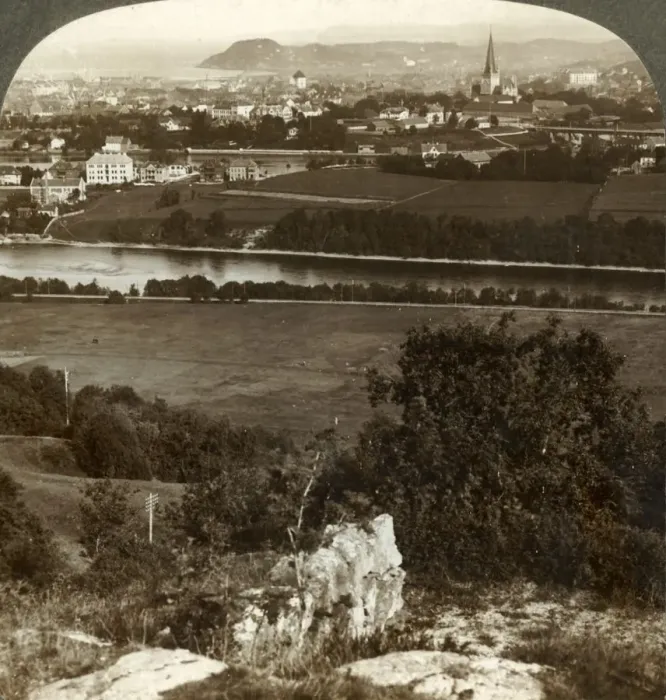 Framed Print : Trondhjem, its homes, warehouses and cathedral, between river Nid and Fjord, Norway, 1905 Framed Print : Trondhjem, its homes, warehouses and cathedral, between river Nid and Fjord, Norway, 1905