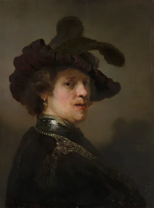 Framed Print : Tronie of a Man with a Feathered Beret, c1635-1640. Creator: Rembrandt Harmensz van Rijn Framed Print : Tronie of a Man with a Feathered Beret, c1635-1640. Creator: Rembrandt Harmensz van Rijn