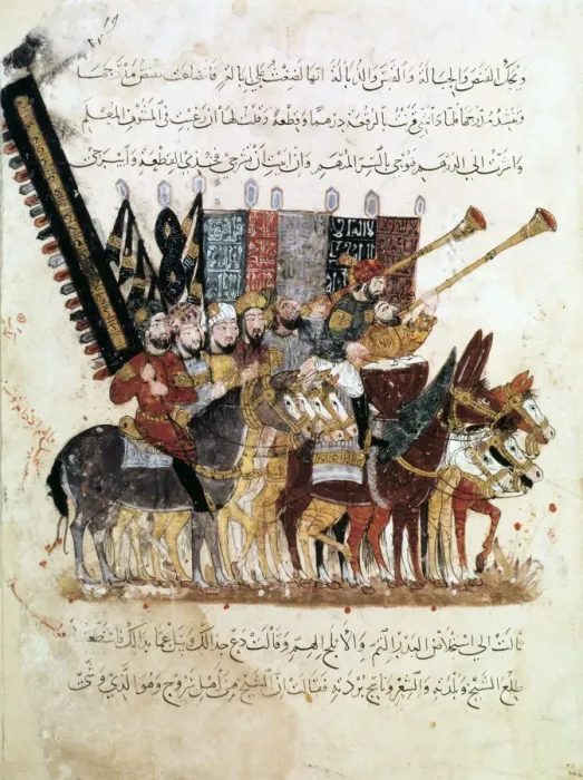Framed Print : Troop of horsemen at a religious ceremony, c1240 Framed Print : Troop of horsemen at a religious ceremony, c1240