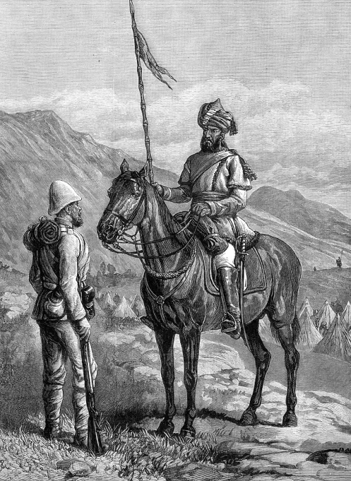 Framed Print : Our troops in Afghanistan: a Sowar of the 10th Bengal Lancers, and a private of the 9th Foot, 1880. Creator: Unknown Framed Print : Our troops in Afghanistan: a Sowar of the 10th Bengal Lancers, and a private of the 9th Foot, 1880. Creator: Unknown